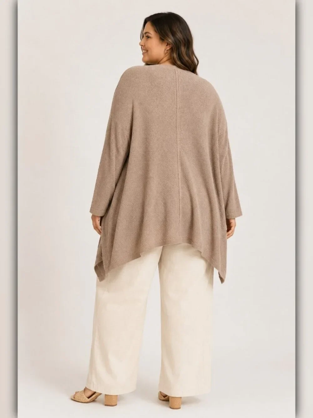 A215-A • Taupe Lightweight Folded Cuff Cardigan